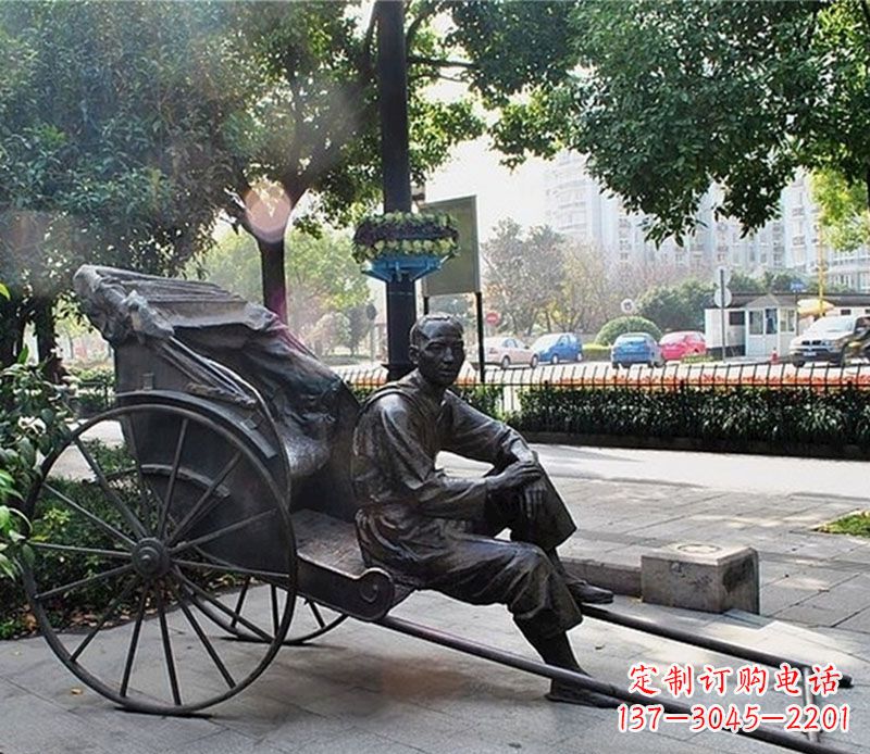 廊坊城市接头黄包车夫铜雕——记录城市历史的缩影