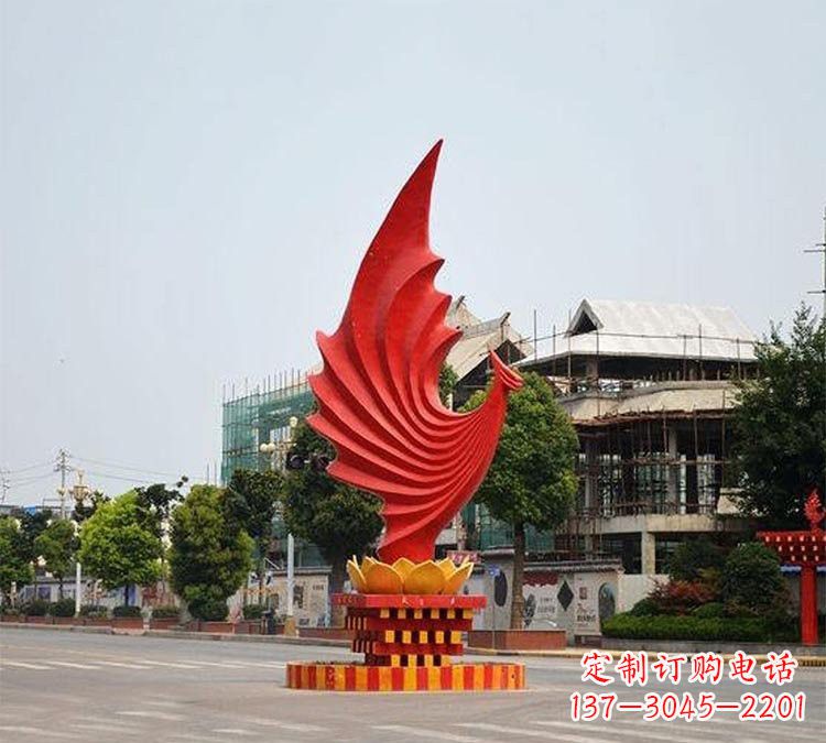 廊坊凤凰雕塑为城市街边增添美丽