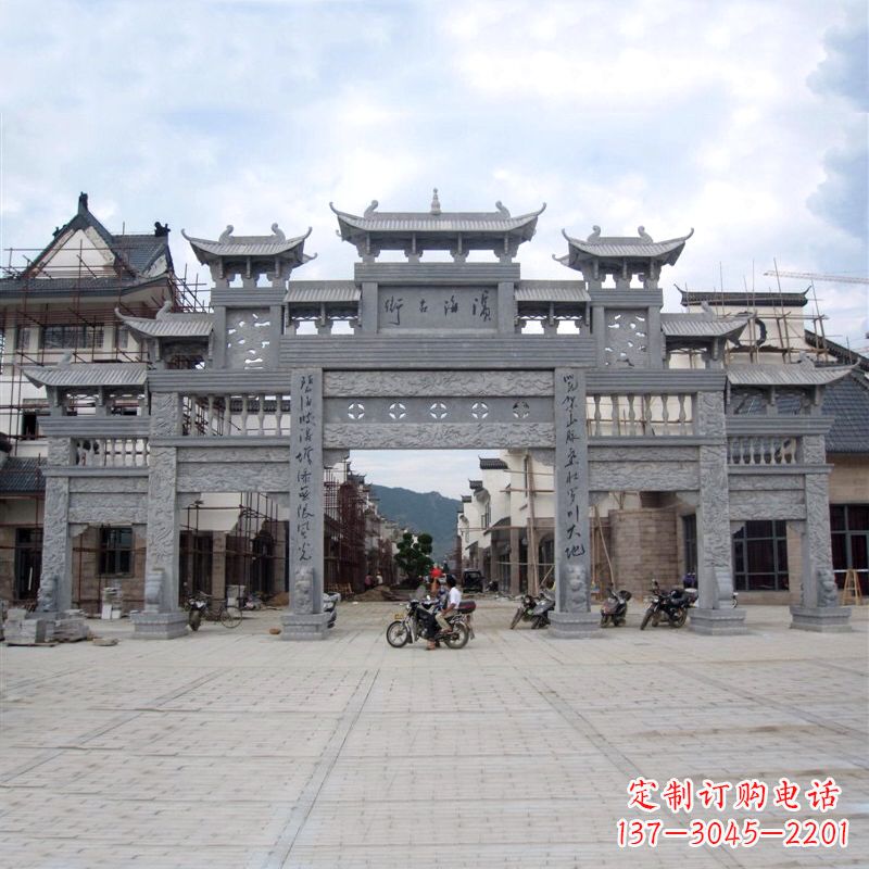 廊坊五门石雕牌坊传承中国古典雕塑文化