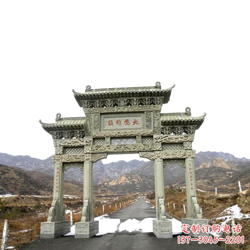 廊坊三门石牌坊雕塑——古韵依旧