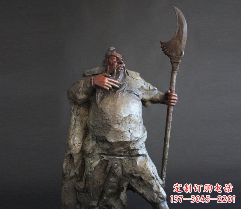 廊坊持刀关公招财玻璃钢仿铜雕塑——全新的艺术风格