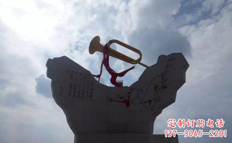 廊坊革命烈士冲锋号雕塑让革命历史长存