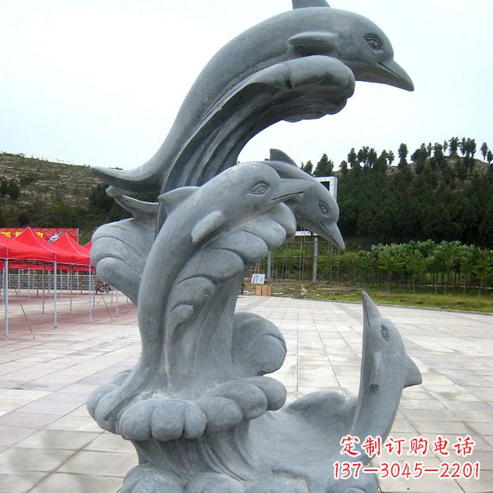 廊坊冲浪海豚大理石雕塑