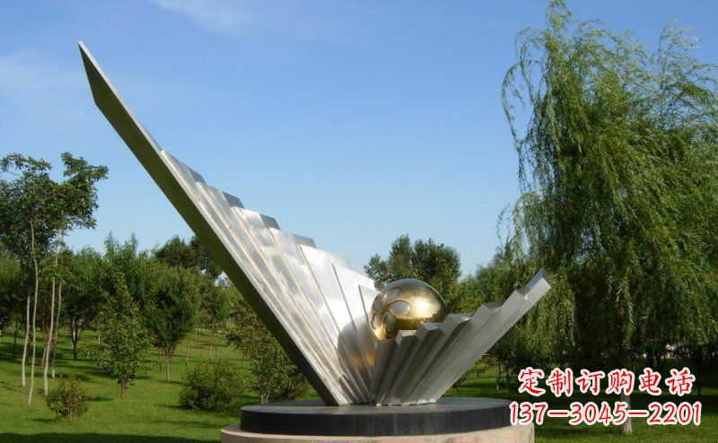 廊坊抽象贝壳明珠公园不锈钢雕塑