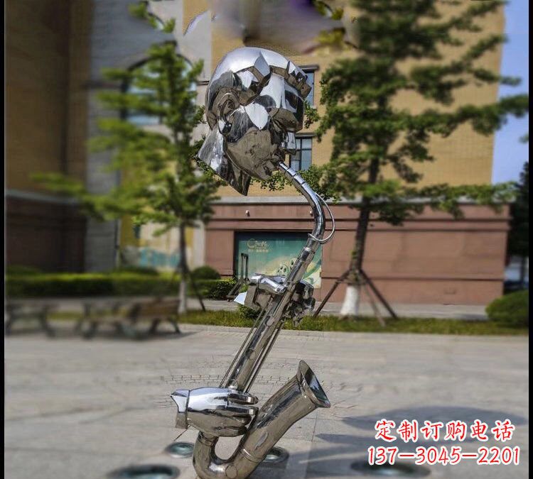 廊坊不锈钢萨克斯雕塑——展示音乐家的精神