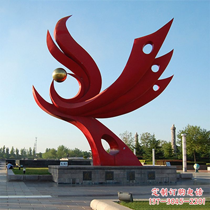 廊坊精美凤凰雕塑点缀公园园林景观