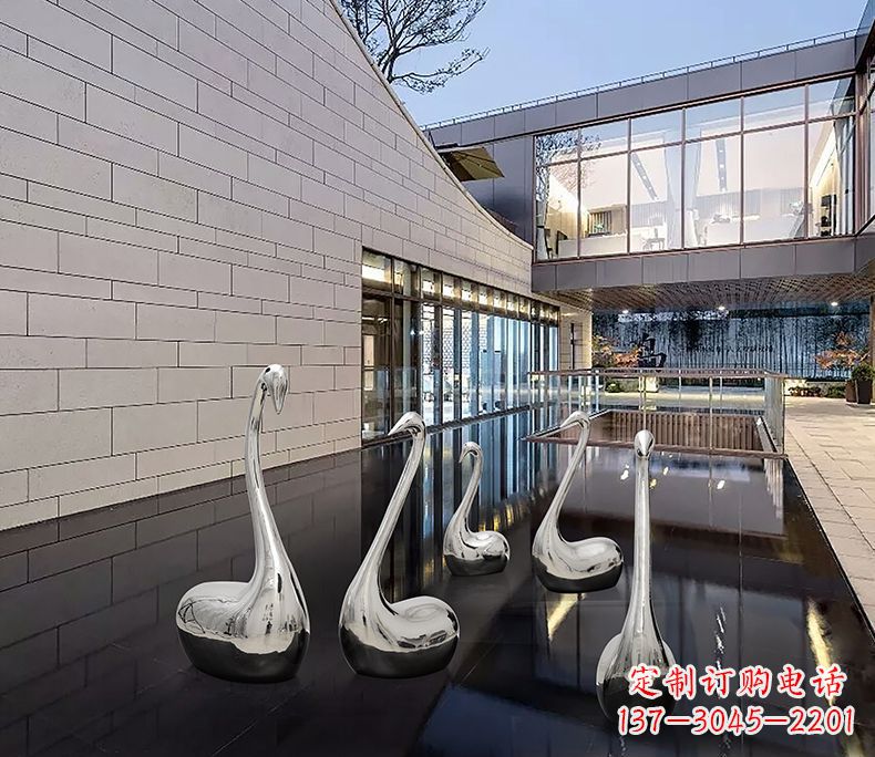 廊坊质朴无华的不锈钢天鹅雕塑