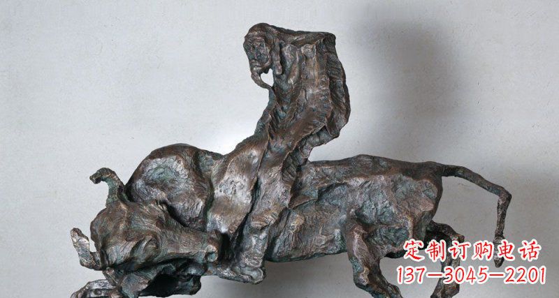 廊坊抽象的骑牛人物公园动物铜雕