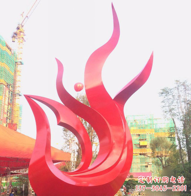 廊坊抽象凤凰广场不锈钢雕塑