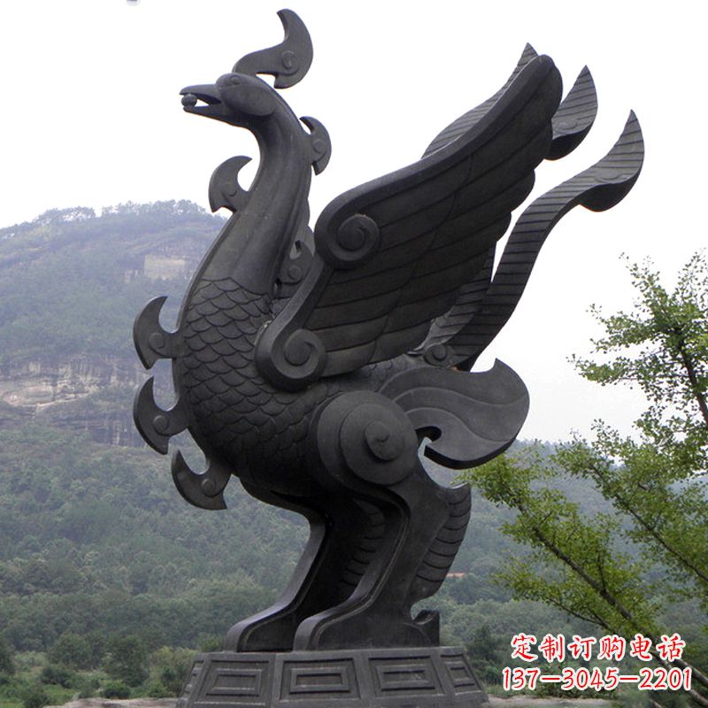 廊坊抽象凤凰铜雕-景区景点上古神兽动物景观雕塑