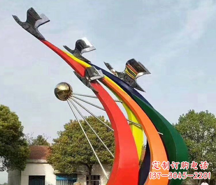 廊坊和平鸽雕塑象征校园和平