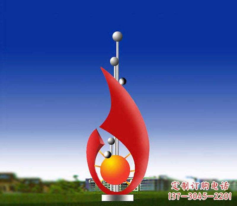 廊坊抽象红色水滴广场景观雕塑