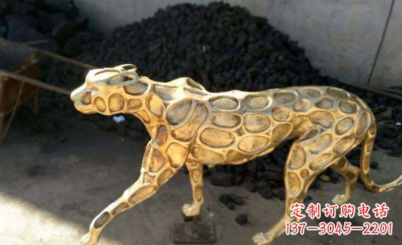 廊坊抽象金钱豹公园动物铜雕