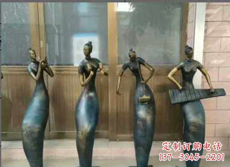 廊坊抽象女孩演奏乐器铜雕