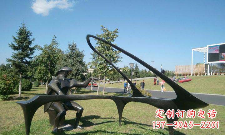 廊坊抽象人物弹钢琴铜雕