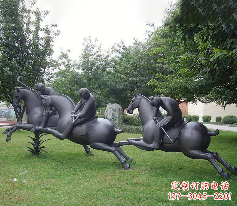 廊坊抽象人物骑马铜雕