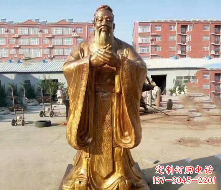 廊坊纯铜校园古代孔子人物铜雕塑