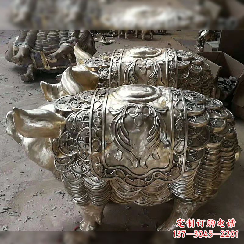 廊坊纯铜铸造猪铜雕-招财生肖动物风水雕塑