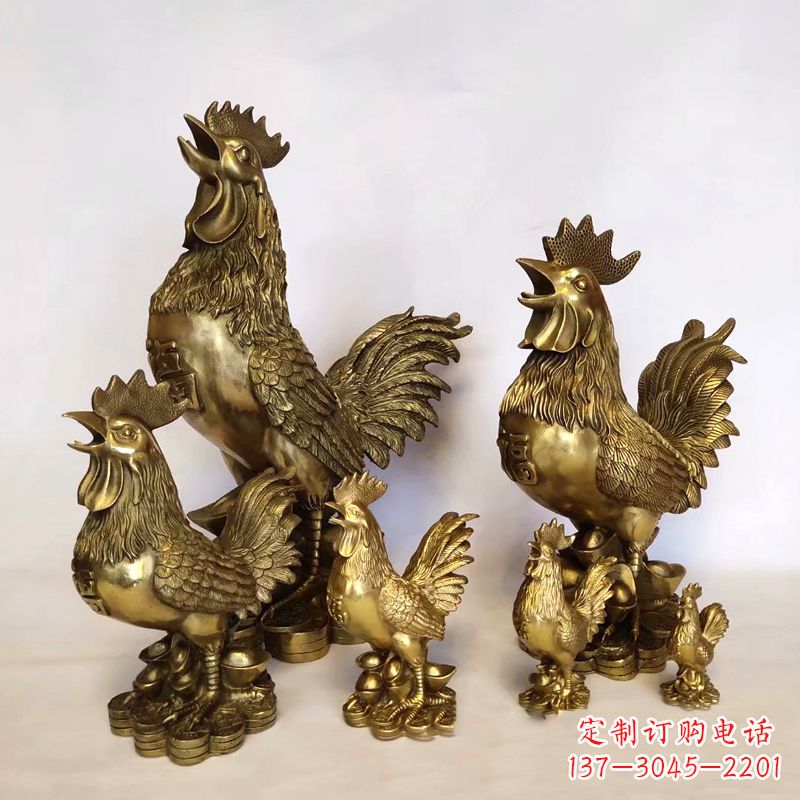廊坊纯铜抓钱鸡雕塑