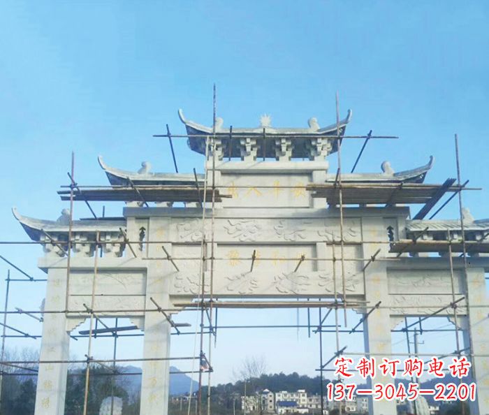 廊坊大理石三门牌坊雕塑