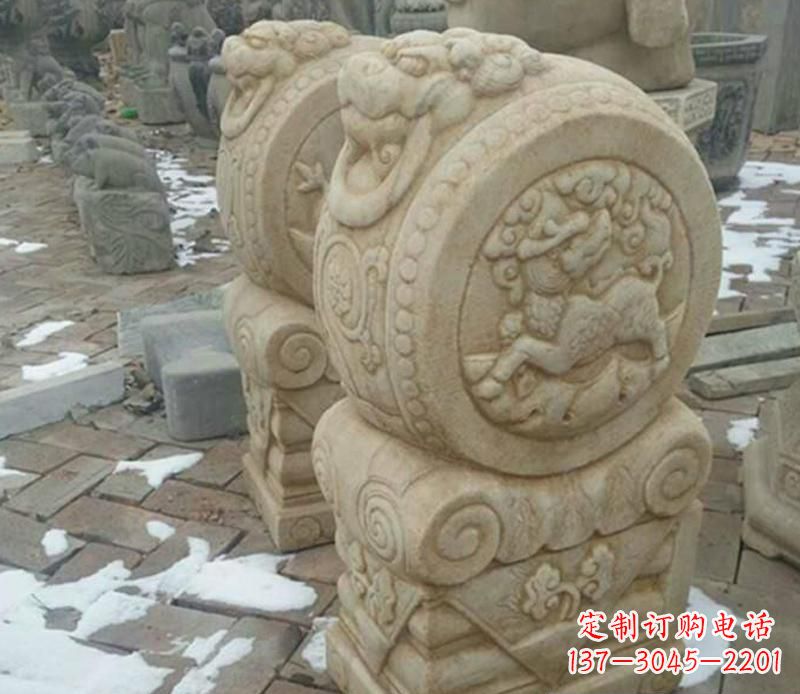廊坊大理石抱鼓公园门墩雕塑——精美雕刻展现灵动之美
