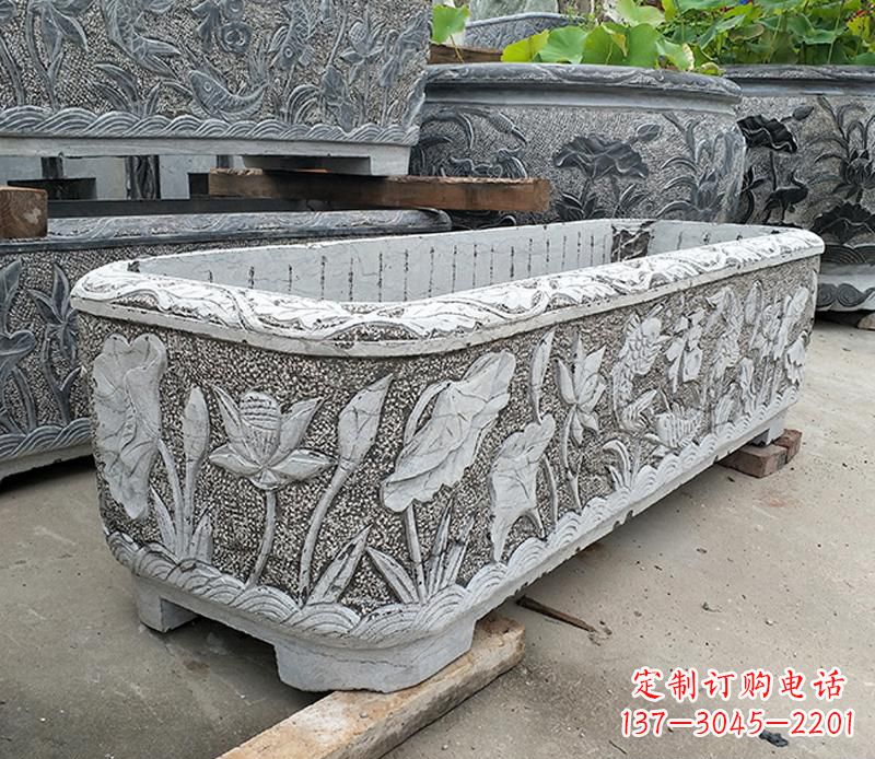 廊坊大理石雕刻菊花水缸