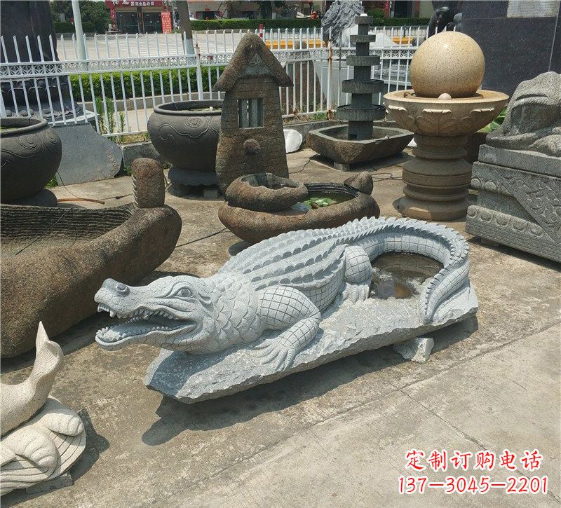 廊坊动物雕塑大理石鳄鱼
