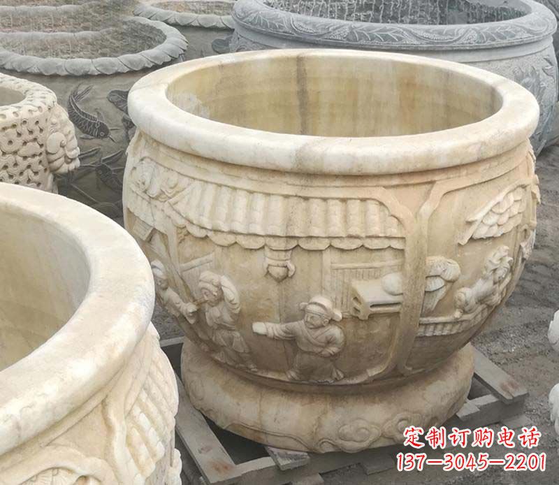 廊坊雕刻精美的大理石儿童水缸