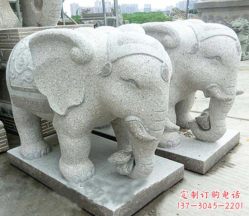 廊坊大理石制作的精美招财大象雕塑