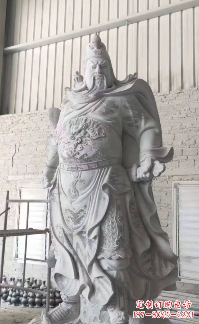 廊坊大理石关公雕塑,精美绝伦