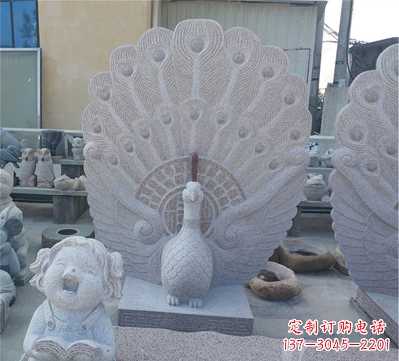 廊坊大理石孔雀开屏石雕