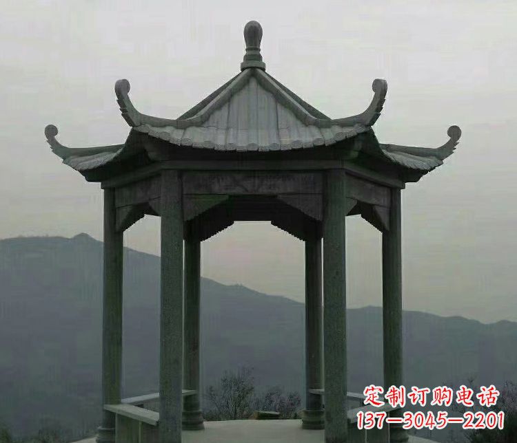 廊坊考究工艺,奢华大理石六角凉亭雕塑