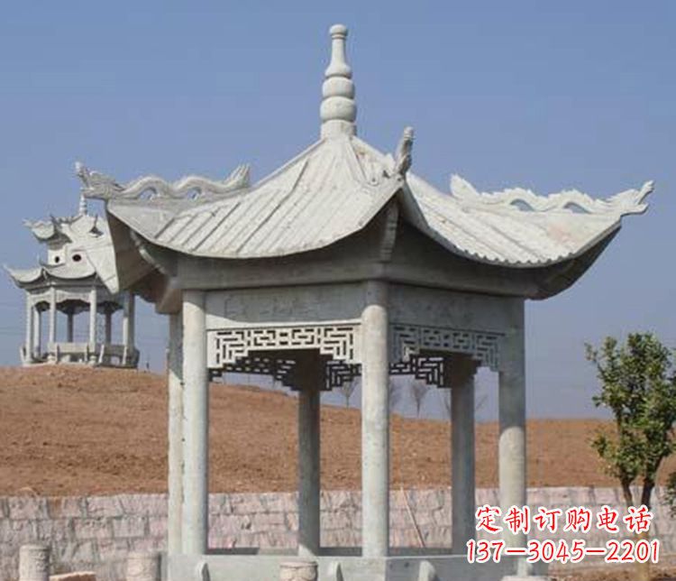 廊坊精美大理石六角凉亭石雕