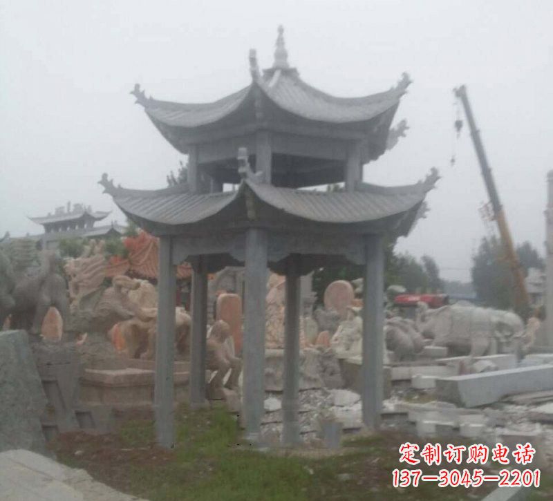 廊坊大理石六角凉亭石雕,精美绝伦