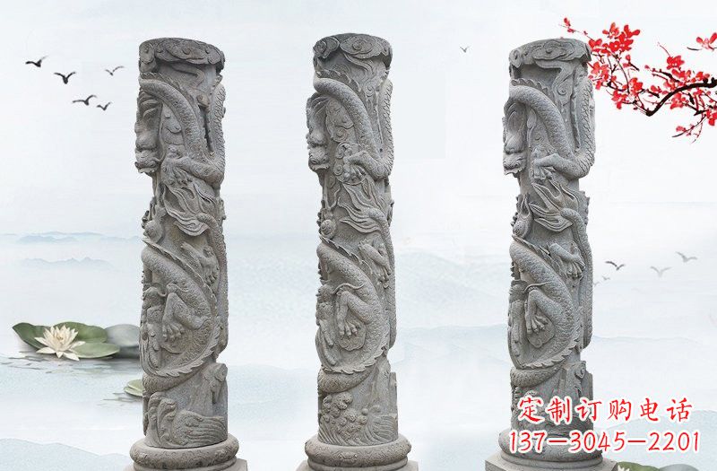 廊坊精美大理石龙柱雕塑