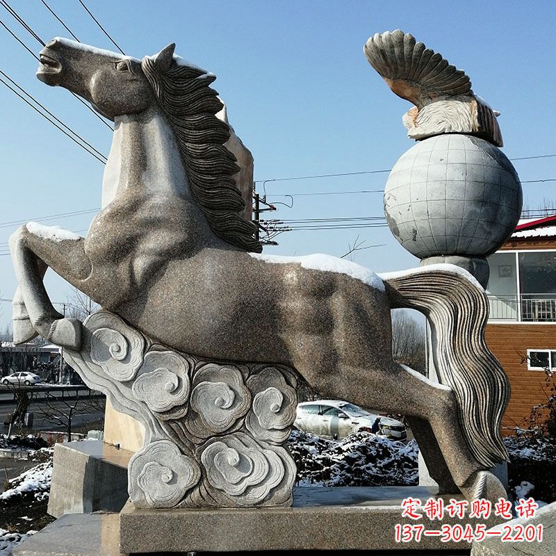 廊坊大理石马踏祥云雕塑