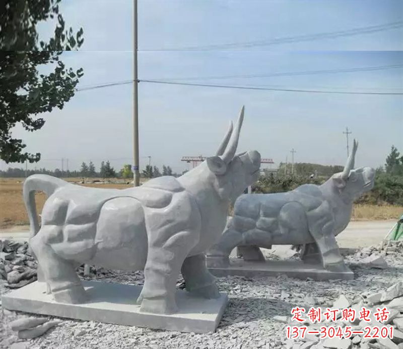 廊坊大理石多角度牛雕塑