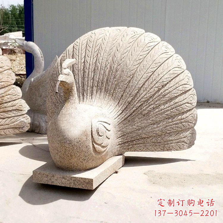 廊坊大理石喷水孔雀雕塑