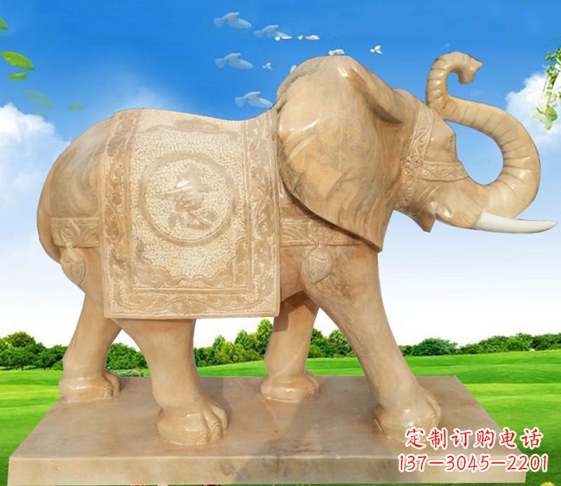 廊坊大理石喷水大象雕塑