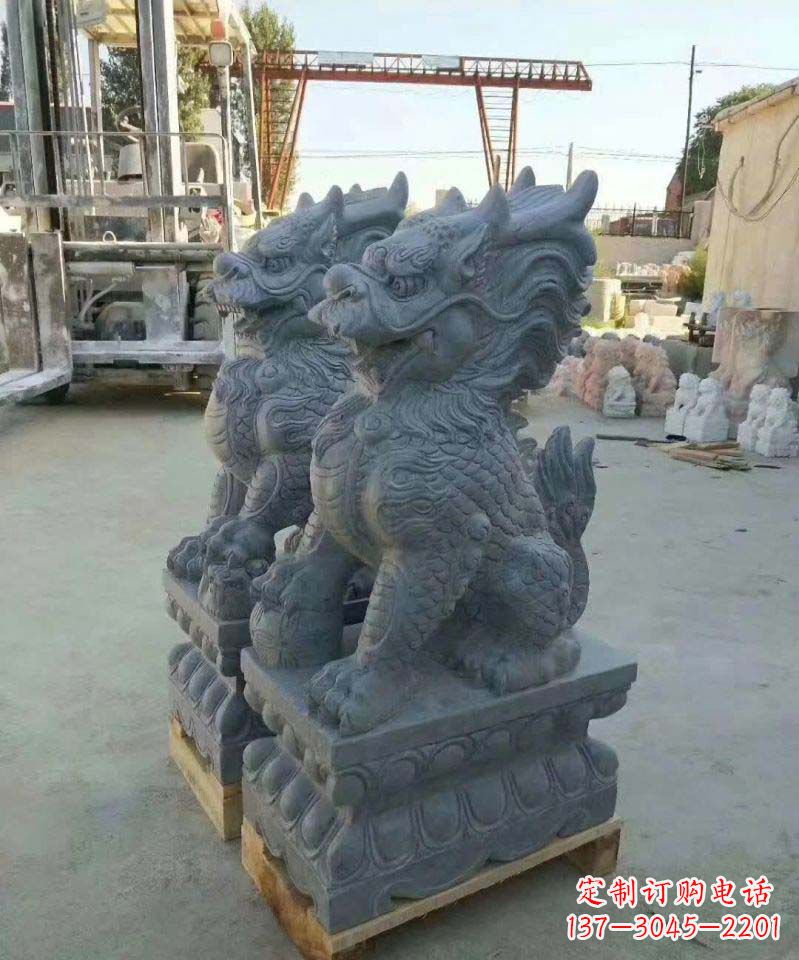 廊坊精美大理石麒麟雕塑