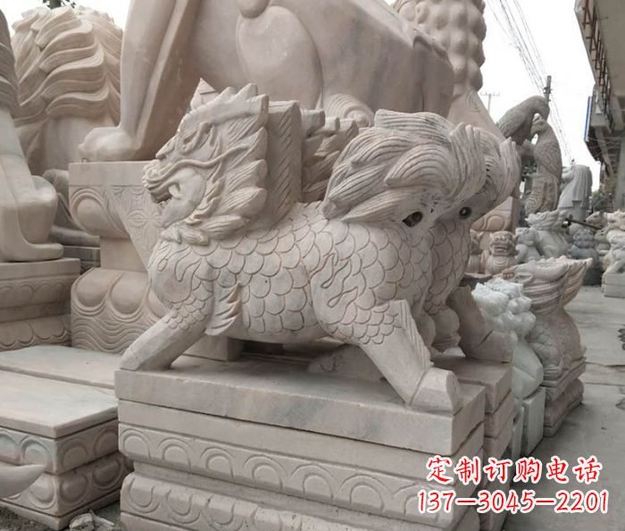 廊坊大理石麒麟古代神兽石雕