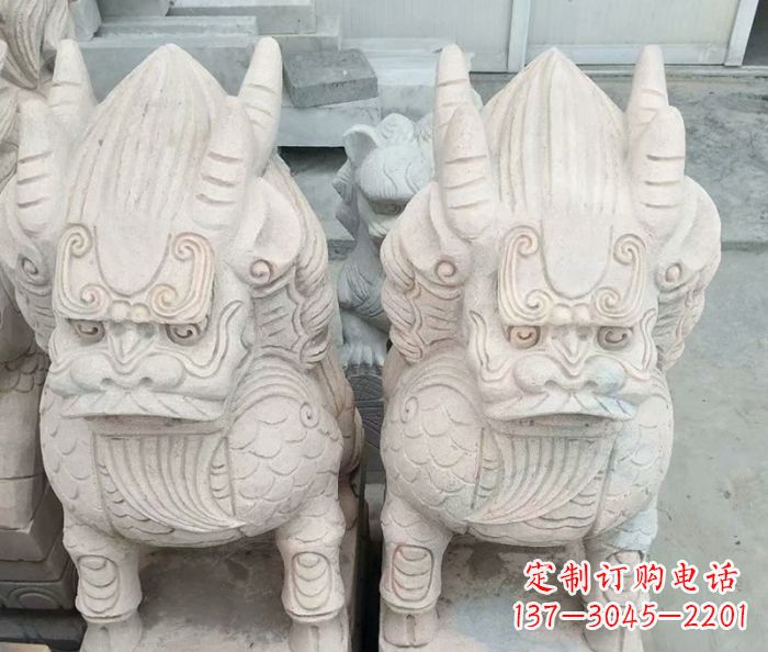 廊坊品质卓越的大理石麒麟古兽雕塑