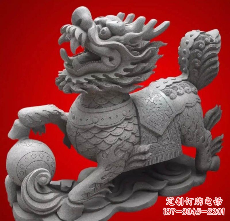 廊坊大理石企业小区门口麒麟雕塑