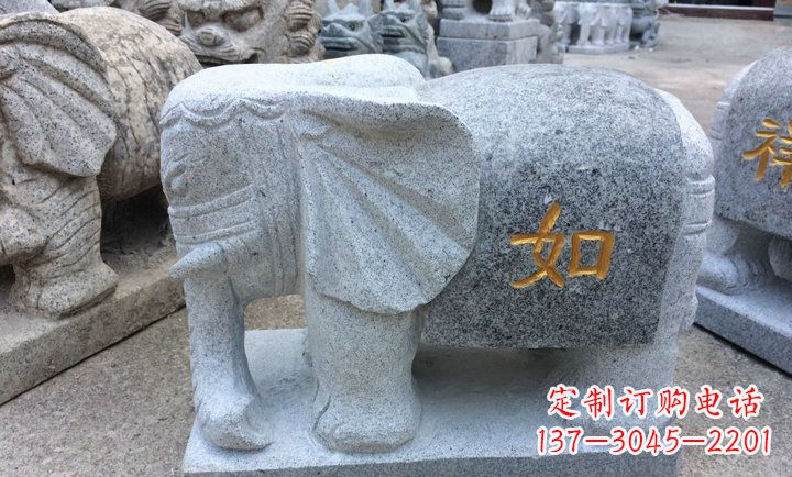 廊坊精美大理石石象雕塑