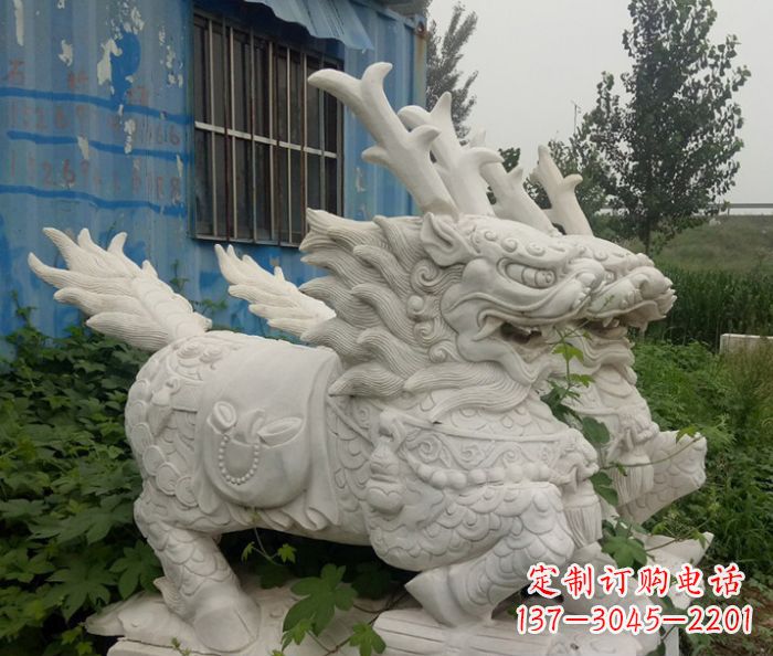 廊坊精美的大理石麒麟雕塑