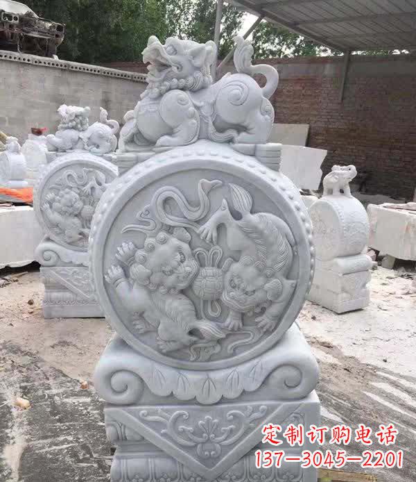 廊坊大理石狮子抱鼓石雕塑