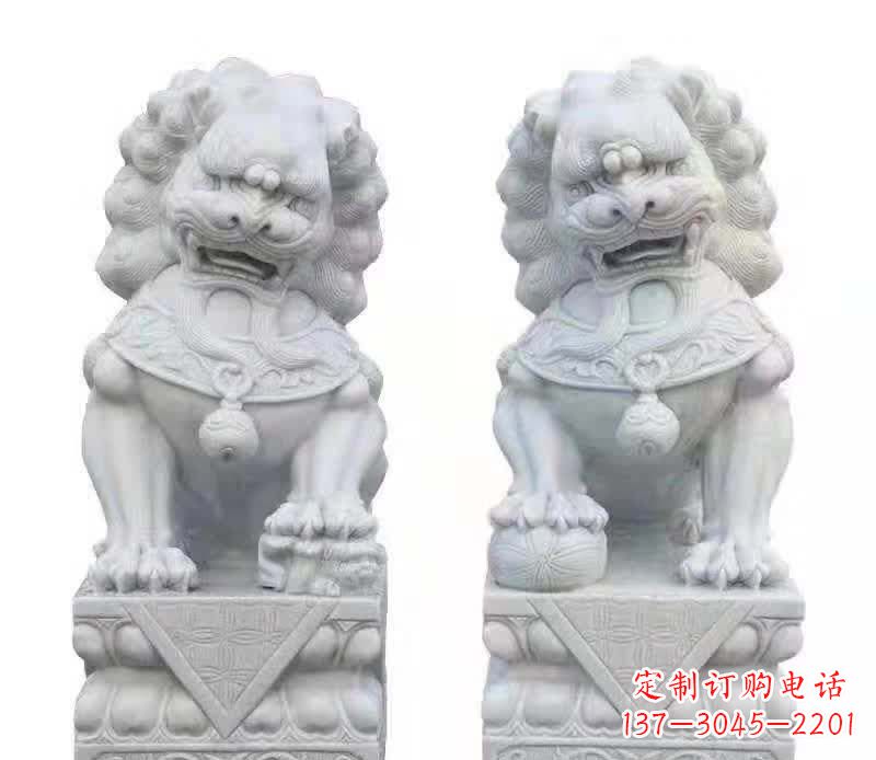 廊坊大理石狮子雕塑震撼视觉、传承文化