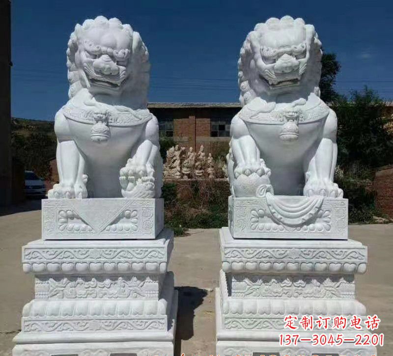 廊坊大理石狮子石雕,雕塑定制精美狮子