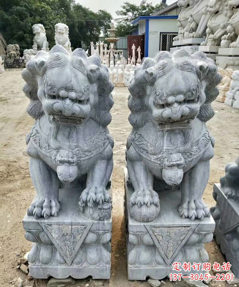 廊坊传统工艺精雕大理石狮子石雕塑