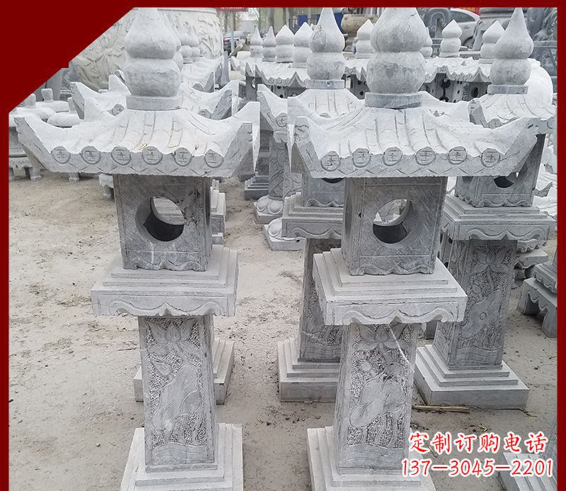 廊坊大理石石灯笼寺庙石雕 (2)